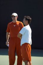 The University of Texas (UT) men's tennis team defeated Georgia Tech (GT) Saturday, February 24, 2007..

Filename: SRM_20070224_1431581.jpg
Aperture: f/4.0
Shutter Speed: 1/4000
Body: Canon EOS-1D Mark II
Lens: Canon EF 80-200mm f/2.8 L