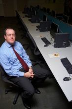 Portraits of UT Vice President of Information Technology Brian E Roberts.

Filename: SRM_20070226_0904088.jpg
Aperture: f/4.5
Shutter Speed: 1/250
Body: Canon EOS-1D Mark II
Lens: Sigma 15-30mm f/3.5-4.5 EX Aspherical DG DF