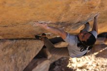 Blue Lizard Climbing and Yoga Hueco Tanks guiding on December 11, 2021, with Avery & Mia, Kevin, Jason, and JP