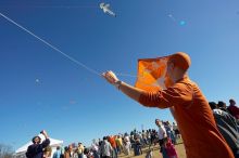 Chris Lam attempts to fly his UT kite at the 79th annual Zilker Park Kite Festival, Sunday, March 4, 2007.

Filename: SRM_20070304_1531562.jpg
Aperture: f/11.0
Shutter Speed: 1/250
Body: Canon EOS-1D Mark II
Lens: Sigma 15-30mm f/3.5-4.5 EX Aspherical DG DF