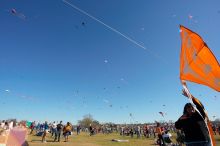 Madhav Tadikonda, class of 1997, and Anjali Patel, class of 1999, fly a UT kite at the 79th annual Zilker Park Kite Festival, Sunday, March 4, 2007.

Filename: SRM_20070304_1537365.jpg
Aperture: f/11.0
Shutter Speed: 1/250
Body: Canon EOS-1D Mark II
Lens: Sigma 15-30mm f/3.5-4.5 EX Aspherical DG DF