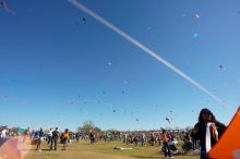 Madhav Tadikonda, class of 1997, and Anjali Patel, class of 1999, fly a UT kite at the 79th annual Zilker Park Kite Festival, Sunday, March 4, 2007.

Filename: SRM_20070304_1537386.jpg
Aperture: f/11.0
Shutter Speed: 1/250
Body: Canon EOS-1D Mark II
Lens: Sigma 15-30mm f/3.5-4.5 EX Aspherical DG DF