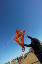 Madhav Tadikonda, class of 1997, and Anjali Patel, class of 1999, fly a UT kite at the 79th annual Zilker Park Kite Festival, Sunday, March 4, 2007.

Filename: SRM_20070304_1538186.jpg
Aperture: f/11.0
Shutter Speed: 1/250
Body: Canon EOS-1D Mark II
Lens: Sigma 15-30mm f/3.5-4.5 EX Aspherical DG DF