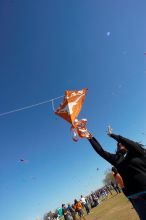 Madhav Tadikonda, class of 1997, and Anjali Patel, class of 1999, fly a UT kite at the 79th annual Zilker Park Kite Festival, Sunday, March 4, 2007.

Filename: SRM_20070304_1538207.jpg
Aperture: f/11.0
Shutter Speed: 1/250
Body: Canon EOS-1D Mark II
Lens: Sigma 15-30mm f/3.5-4.5 EX Aspherical DG DF