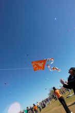 Madhav Tadikonda, class of 1997, and Anjali Patel, class of 1999, fly a UT kite at the 79th annual Zilker Park Kite Festival, Sunday, March 4, 2007.

Filename: SRM_20070304_1538262.jpg
Aperture: f/11.0
Shutter Speed: 1/250
Body: Canon EOS-1D Mark II
Lens: Sigma 15-30mm f/3.5-4.5 EX Aspherical DG DF