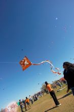 Madhav Tadikonda, class of 1997, and Anjali Patel, class of 1999, fly a UT kite at the 79th annual Zilker Park Kite Festival, Sunday, March 4, 2007.

Filename: SRM_20070304_1538284.jpg
Aperture: f/11.0
Shutter Speed: 1/250
Body: Canon EOS-1D Mark II
Lens: Sigma 15-30mm f/3.5-4.5 EX Aspherical DG DF