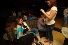 Erika Canales (left) and Allison Lear pose for Carolyn Wahl's camera.  Alpha Xi Delta held a sock hop themed date night at the Austin 300 bowling alley, Thursday night, March 29, 2007.

Filename: SRM_20070329_2041244.jpg
Aperture: f/8.0
Shutter Speed: 1/200
Body: Canon EOS-1D Mark II
Lens: Sigma 15-30mm f/3.5-4.5 EX Aspherical DG DF