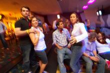 Allison Lear and Bobby Lopez, right.  Alpha Xi Delta held a sock hop themed date night at the Austin 300 bowling alley, Thursday night, March 29, 2007.

Filename: SRM_20070329_2119584.jpg
Aperture: f/7.1
Shutter Speed: 1/1
Body: Canon EOS-1D Mark II
Lens: Sigma 15-30mm f/3.5-4.5 EX Aspherical DG DF