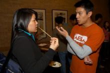 Tina Chien and Eric Chang.  The Asian Business Students Association (ABSA) hosted a chocolate fondue Friday, January 26, 2007 before heading off to a movie premier.

Filename: SRM_20070126_1657187.jpg
Aperture: f/5.6
Shutter Speed: 1/160
Body: Canon EOS 20D
Lens: Canon EF-S 18-55mm f/3.5-5.6