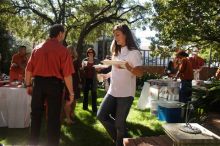 Hailey Harrison walks inside with her food.  Kappa Kappa Gamma (KKG) hosted a parents' weekend barbecue before the UT vs Nebraska football game on Saturday, October 27, 2007 at their sorority house.

Filename: SRM_20071027_1201145.jpg
Aperture: f/8.0
Shutter Speed: 1/250
Body: Canon EOS 20D
Lens: Canon EF-S 18-55mm f/3.5-5.6