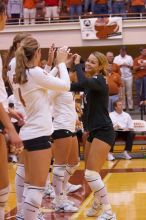 The Longhorns defeated the Huskers 3-0 on Wednesday night, October 24, 2007 at Gregory Gym.

Filename: SRM_20071024_1835400.jpg
Aperture: f/3.5
Shutter Speed: 1/400
Body: Canon EOS-1D Mark II
Lens: Canon EF 80-200mm f/2.8 L