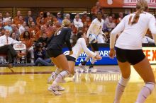 UT freshman Juliann Faucette (#1, OH) dives for the dig as UT senior Alyson Jennings (#16, L), UT sophomore Destinee Hooker (#21, OH) and UT sophomore Ashley Engle (#10, S/RS) watch.  The Longhorns defeated the Huskers 3-0 on Wednesday night, October 24, 2

Filename: SRM_20071024_1957524.jpg
Aperture: f/4.0
Shutter Speed: 1/400
Body: Canon EOS-1D Mark II
Lens: Canon EF 80-200mm f/2.8 L