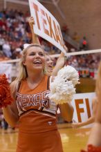 The Longhorns defeated the Huskers 3-0 on Wednesday night, October 24, 2007 at Gregory Gym.

Filename: SRM_20071024_2006301.jpg
Aperture: f/4.0
Shutter Speed: 1/320
Body: Canon EOS-1D Mark II
Lens: Canon EF 80-200mm f/2.8 L