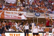 UT sophomore Destinee Hooker (#21, OH) floats, waiting for the spike, as UT senior Alyson Jennings (#16, L), UT sophomore Ashley Engle (#10, S/RS), UT senior Michelle Moriarty (#4, S), Nebraska senior Sarah Pavan (#9, RS) and Nebraska sophomore Kori Cooper

Filename: SRM_20071024_2007022.jpg
Aperture: f/4.0
Shutter Speed: 1/320
Body: Canon EOS-1D Mark II
Lens: Canon EF 80-200mm f/2.8 L