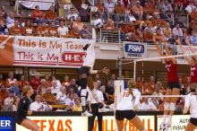 UT sophomore Destinee Hooker (#21, OH) floats, waiting for the spike, as UT senior Alyson Jennings (#16, L), UT sophomore Ashley Engle (#10, S/RS), UT senior Michelle Moriarty (#4, S), Nebraska senior Sarah Pavan (#9, RS) and Nebraska sophomore Kori Cooper

Filename: SRM_20071024_2007043.jpg
Aperture: f/4.0
Shutter Speed: 1/320
Body: Canon EOS-1D Mark II
Lens: Canon EF 80-200mm f/2.8 L