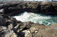 Hike to the Nakalele blowholes along the surf-beaten lava formations.

Filename: SRM_20071219_1224222.jpg
Aperture: f/8.0
Shutter Speed: 1/1000
Body: Canon EOS-1D Mark II
Lens: Sigma 15-30mm f/3.5-4.5 EX Aspherical DG DF