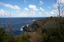 Hike to the Nakalele blowholes along the surf-beaten lava formations.

Filename: SRM_20071219_1315397.jpg
Aperture: f/10.0
Shutter Speed: 1/1000
Body: Canon EOS-1D Mark II
Lens: Sigma 15-30mm f/3.5-4.5 EX Aspherical DG DF