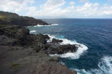 Hike to the Nakalele blowholes along the surf-beaten lava formations.

Filename: SRM_20071219_1325430.jpg
Aperture: f/10.0
Shutter Speed: 1/1000
Body: Canon EOS-1D Mark II
Lens: Sigma 15-30mm f/3.5-4.5 EX Aspherical DG DF