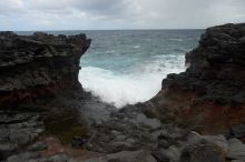 Hike to the Nakalele blowholes along the surf-beaten lava formations.

Filename: SRM_20071219_1344512.jpg
Aperture: f/10.0
Shutter Speed: 1/800
Body: Canon EOS-1D Mark II
Lens: Sigma 15-30mm f/3.5-4.5 EX Aspherical DG DF