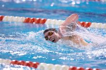 UT sophomore Trey Hoover took fifth in the 1000 yard freestyle with a time of 9:47.70.  The University of Texas Longhorns defeated The University of Georgia Bulldogs 157-135 on Saturday, January 12, 2008.

Filename: SRM_20080112_1111529.jpg
Aperture: f/2.8
Shutter Speed: 1/400
Body: Canon EOS-1D Mark II
Lens: Canon EF 300mm f/2.8 L IS