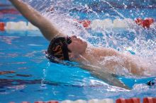 UT senior Daniel Rohleder took first in the 100 yard backstroke with a time of 9:11.44.  The University of Texas Longhorns defeated The University of Georgia Bulldogs 157-135 on Saturday, January 12, 2008.

Filename: SRM_20080112_1122467.jpg
Aperture: f/2.8
Shutter Speed: 1/400
Body: Canon EOS-1D Mark II
Lens: Canon EF 300mm f/2.8 L IS