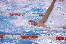 Georgia's Chris Spooner took fifth in the 100 yard backstroke with a time of 52.45.  The University of Texas Longhorns defeated The University of Georgia Bulldogs 157-135 on Saturday, January 12, 2008.

Filename: SRM_20080112_1123282.jpg
Aperture: f/2.8
Shutter Speed: 1/400
Body: Canon EOS-1D Mark II
Lens: Canon EF 300mm f/2.8 L IS