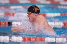 UT senior Matthew Lowe took first in the 200 yard breaststroke with a time of 2:01.46.  The University of Texas Longhorns defeated The University of Georgia Bulldogs 157-135 on Saturday, January 12, 2008.

Filename: SRM_20080112_1200326.jpg
Aperture: f/2.8
Shutter Speed: 1/400
Body: Canon EOS-1D Mark II
Lens: Canon EF 300mm f/2.8 L IS