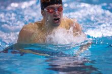 UT senior Matthew Lowe took first in the 200 yard breaststroke with a time of 2:01.46.  The University of Texas Longhorns defeated The University of Georgia Bulldogs 157-135 on Saturday, January 12, 2008.

Filename: SRM_20080112_1202043.jpg
Aperture: f/2.8
Shutter Speed: 1/400
Body: Canon EOS-1D Mark II
Lens: Canon EF 300mm f/2.8 L IS