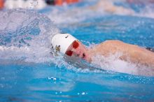 Georgia's Sebastien Rouault took second in the 500 yard freestyle with a time of 4:29.17.  The University of Texas Longhorns defeated The University of Georgia Bulldogs 157-135 on Saturday, January 12, 2008.

Filename: SRM_20080112_1204203.jpg
Aperture: f/2.8
Shutter Speed: 1/400
Body: Canon EOS-1D Mark II
Lens: Canon EF 300mm f/2.8 L IS