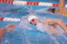 Georgia's Sebastien Rouault took second in the 500 yard freestyle with a time of 4:29.17.  The University of Texas Longhorns defeated The University of Georgia Bulldogs 157-135 on Saturday, January 12, 2008.

Filename: SRM_20080112_1204322.jpg
Aperture: f/2.8
Shutter Speed: 1/400
Body: Canon EOS-1D Mark II
Lens: Canon EF 300mm f/2.8 L IS