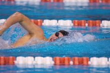 UT sophomore Ricky Berens took first  in the 500 yard freestyle with a time of 4:27.92.  The University of Texas Longhorns defeated The University of Georgia Bulldogs 157-135 on Saturday, January 12, 2008.

Filename: SRM_20080112_1205207.jpg
Aperture: f/2.8
Shutter Speed: 1/400
Body: Canon EOS-1D Mark II
Lens: Canon EF 300mm f/2.8 L IS