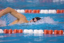 UT sophomore Ricky Berens took first  in the 500 yard freestyle with a time of 4:27.92.  The University of Texas Longhorns defeated The University of Georgia Bulldogs 157-135 on Saturday, January 12, 2008.

Filename: SRM_20080112_1206041.jpg
Aperture: f/2.8
Shutter Speed: 1/400
Body: Canon EOS-1D Mark II
Lens: Canon EF 300mm f/2.8 L IS