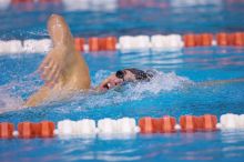 UT sophomore Ricky Berens took first  in the 500 yard freestyle with a time of 4:27.92.  The University of Texas Longhorns defeated The University of Georgia Bulldogs 157-135 on Saturday, January 12, 2008.

Filename: SRM_20080112_1206084.jpg
Aperture: f/2.8
Shutter Speed: 1/400
Body: Canon EOS-1D Mark II
Lens: Canon EF 300mm f/2.8 L IS