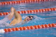 UT sophomore Ricky Berens took first  in the 500 yard freestyle with a time of 4:27.92.  The University of Texas Longhorns defeated The University of Georgia Bulldogs 157-135 on Saturday, January 12, 2008.

Filename: SRM_20080112_1206149.jpg
Aperture: f/2.8
Shutter Speed: 1/400
Body: Canon EOS-1D Mark II
Lens: Canon EF 300mm f/2.8 L IS