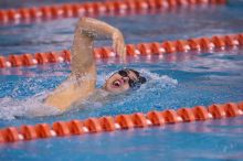 UT sophomore Ricky Berens took first  in the 500 yard freestyle with a time of 4:27.92.  The University of Texas Longhorns defeated The University of Georgia Bulldogs 157-135 on Saturday, January 12, 2008.

Filename: SRM_20080112_1206160.jpg
Aperture: f/2.8
Shutter Speed: 1/400
Body: Canon EOS-1D Mark II
Lens: Canon EF 300mm f/2.8 L IS