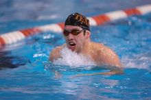 UT sophomore Trey Hoover competed in the 400 yard IM with a time of 4:10.06.  The University of Texas Longhorns defeated The University of Georgia Bulldogs 157-135 on Saturday, January 12, 2008.

Filename: SRM_20080112_1239560.jpg
Aperture: f/2.8
Shutter Speed: 1/400
Body: Canon EOS-1D Mark II
Lens: Canon EF 300mm f/2.8 L IS