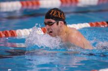 UT sophomore Trey Hoover competed in the 400 yard IM with a time of 4:10.06.  The University of Texas Longhorns defeated The University of Georgia Bulldogs 157-135 on Saturday, January 12, 2008.

Filename: SRM_20080112_1240349.jpg
Aperture: f/2.8
Shutter Speed: 1/400
Body: Canon EOS-1D Mark II
Lens: Canon EF 300mm f/2.8 L IS