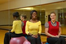 Sarah Jordan and Roz Jones both work at Gregory Gym, mainly organizing and instructing aerobics classes.

Filename: SRM_20080218_0908243.jpg
Aperture: f/4.0
Shutter Speed: 1/200
Body: Canon EOS-1D Mark II
Lens: Canon EF 50mm f/1.8 II