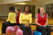 Sarah Jordan and Roz Jones both work at Gregory Gym, mainly organizing and instructing aerobics classes.

Filename: SRM_20080218_0908364.jpg
Aperture: f/4.0
Shutter Speed: 1/200
Body: Canon EOS-1D Mark II
Lens: Canon EF 50mm f/1.8 II