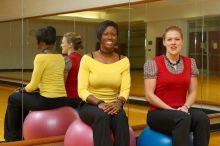 Sarah Jordan and Roz Jones both work at Gregory Gym, mainly organizing and instructing aerobics classes.

Filename: SRM_20080218_0908365.jpg
Aperture: f/4.0
Shutter Speed: 1/200
Body: Canon EOS-1D Mark II
Lens: Canon EF 50mm f/1.8 II