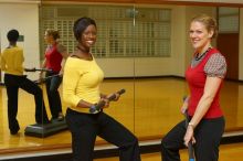 Sarah Jordan and Roz Jones both work at Gregory Gym, mainly organizing and instructing aerobics classes.

Filename: SRM_20080218_0913249.jpg
Aperture: f/3.5
Shutter Speed: 1/200
Body: Canon EOS-1D Mark II
Lens: Canon EF 50mm f/1.8 II