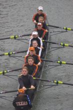 The Longhorns first varsity eight of coxswain Mary Cait McPherson, stroke Luise Fleischhauer, Callie Mattrisch, Jen Vander Maarel, Kellie Lunday, Jelena Zunic, Emilie Sallee, Alex Janss and Nancy Arrington placed first with a time of 28:09.00.  The women's rowing team competed in the 2008 Fighting Nutria on Saturday, February 16, 2008.

Filename: SRM_20080216_0826508.jpg
Aperture: f/4.0
Shutter Speed: 1/800
Body: Canon EOS-1D Mark II
Lens: Canon EF 300mm f/2.8 L IS