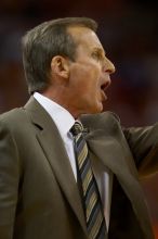 UT head coach Rick Barnes.  The University of Texas (UT) Longhorns defeated the University of Kansas Jayhawks 72-69 in Austin, Texas on Monday, February 11, 2008.

Filename: SRM_20080211_2016009.jpg
Aperture: f/2.8
Shutter Speed: 1/640
Body: Canon EOS 20D
Lens: Canon EF 300mm f/2.8 L IS