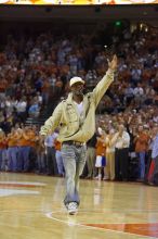 Aaron Ross of the New York Giants.  The University of Texas (UT) Longhorns defeated the University of Kansas Jayhawks 72-69 in Austin, Texas on Monday, February 11, 2008.

Filename: SRM_20080211_2020082.jpg
Aperture: f/2.8
Shutter Speed: 1/640
Body: Canon EOS-1D Mark II
Lens: Canon EF 80-200mm f/2.8 L