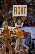 The University of Texas (UT) Longhorns defeated the University of Kansas Jayhawks 72-69 in Austin, Texas on Monday, February 11, 2008.

Filename: SRM_20080211_2052208.jpg
Aperture: f/2.8
Shutter Speed: 1/640
Body: Canon EOS 20D
Lens: Canon EF 300mm f/2.8 L IS