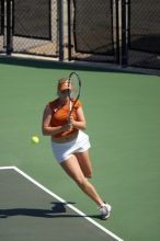 First doubles UT sophomore Vanja Corovic and UT junior Marija Milic defeated CSUS sophomore Aileen Tsan and CSUS junior Anastassia Lyssenko 8-3.  The University of Texas defeated Sacramento State on Saturday, March 22, 2008.

Filename: SRM_20080322_1112362.jpg
Aperture: f/4.0
Shutter Speed: 1/4000
Body: Canon EOS-1D Mark II
Lens: Canon EF 300mm f/2.8 L IS