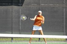 Second doubles UT freshman Maggie Mello and UT senior Courtney Zauft defeated CSUS junior Luba Schifris and CSUS junior Karina Jarlkaganova 8-4.  The University of Texas defeated Sacramento State on Saturday, March 22, 2008.

Filename: SRM_20080322_1143521.jpg
Aperture: f/4.0
Shutter Speed: 1/2000
Body: Canon EOS-1D Mark II
Lens: Canon EF 300mm f/2.8 L IS