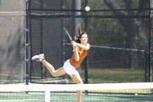 Second doubles UT freshman Maggie Mello and UT senior Courtney Zauft defeated CSUS junior Luba Schifris and CSUS junior Karina Jarlkaganova 8-4.  The University of Texas defeated Sacramento State on Saturday, March 22, 2008.

Filename: SRM_20080322_1144141.jpg
Aperture: f/4.0
Shutter Speed: 1/1000
Body: Canon EOS-1D Mark II
Lens: Canon EF 300mm f/2.8 L IS