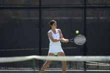 Fourth singles UT freshman Maggie Mello lost to CSUS junior Karina Jarlkaganova 6-7 (2), 4-6.  The University of Texas defeated Sacramento State on Saturday, March 22, 2008.

Filename: SRM_20080322_1245447.jpg
Aperture: f/2.8
Shutter Speed: 1/2000
Body: Canon EOS-1D Mark II
Lens: Canon EF 300mm f/2.8 L IS