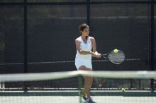 Fourth singles UT freshman Maggie Mello lost to CSUS junior Karina Jarlkaganova 6-7 (2), 4-6.  The University of Texas defeated Sacramento State on Saturday, March 22, 2008.

Filename: SRM_20080322_1245501.jpg
Aperture: f/2.8
Shutter Speed: 1/2000
Body: Canon EOS-1D Mark II
Lens: Canon EF 300mm f/2.8 L IS